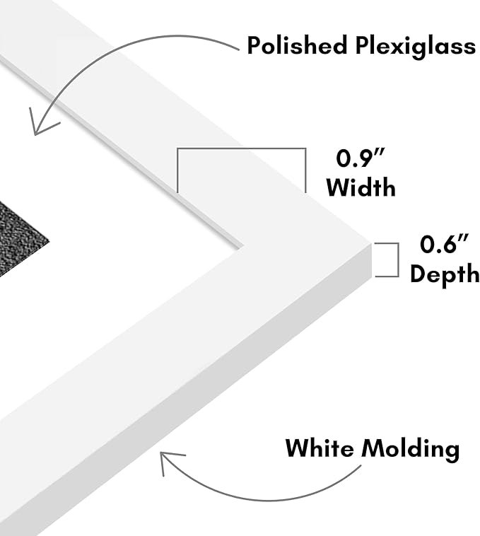 Americanflat 16x20 Picture Frame with Polished Plexiglass - Set of 5 - Use as 12x16 Frame with Mat or Display 16x20 Photo Without Mat - Galleria Collection - Picture Frames for Wall Display - White