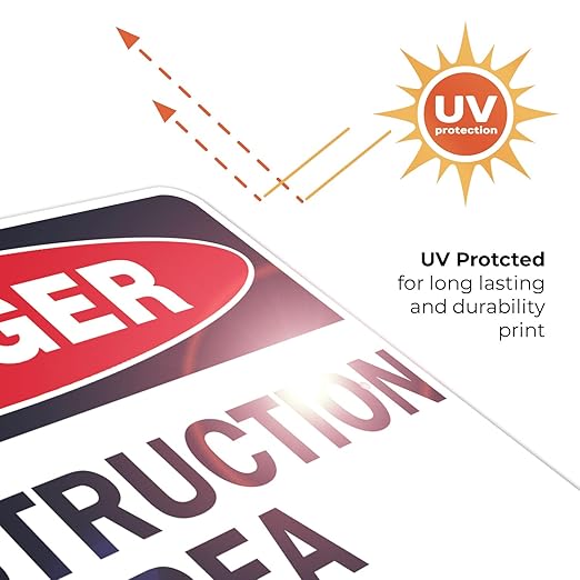 Danger Construction Area Sign, Authorized Personnel Only Sign, 24x30 Inches, 55 mil Thick HDPE (high Density polyethylene), Made in USA