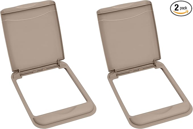 Rev-A-Shelf 35 Quart Polymer Plastic Trash Can Replacement Lid for Kitchen/Laundry Room Sliding Cabinet Base Lid, 2 Pack, Champagne, RV-35-LID12-1-40