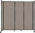 Versare Straightwall Sliding Portable Wall Partition | Freestanding Office Dividers | Locking Wheels | Temporary Room Separator | 7'2" Wide x 6'10" Tall Warm Pebble Fabric Panels