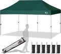 Eurmax USA Standard 10'x20' Patio Pop Up Canopy Tent Commercial Instant Canopies with Heavy Duty Roller Bag,Bonus 6 Sand Weights Bags (Forest Green)