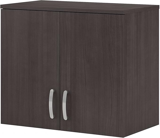 Bush Business Furniture Universal Wall Cabinet with Doors and Shelves in Storm Gray, Versatile Home Organizer, Office Storage Unit and Adjustable Shelving