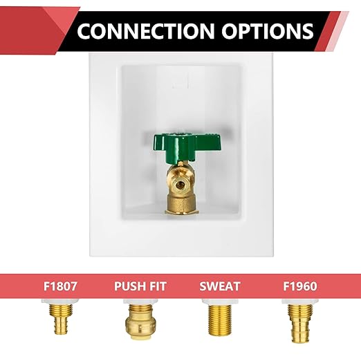 EFIELD Push-fit Ice Maker Outlet Box, 1/2-Inch Push-Fit Connection with Stainless Steel Hammer Arrestor, Installed 1/4-Turn Ball Valve,(IM015)