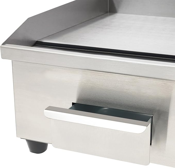 Commercial Flat Top Grill 110V 3000W 21.3x11.8in Electric Countertop Griddle, Non-stick Stainless Steel Teppanyaki Flat Top Grill, Thermostatic Control 122-572℉ for Restaurants