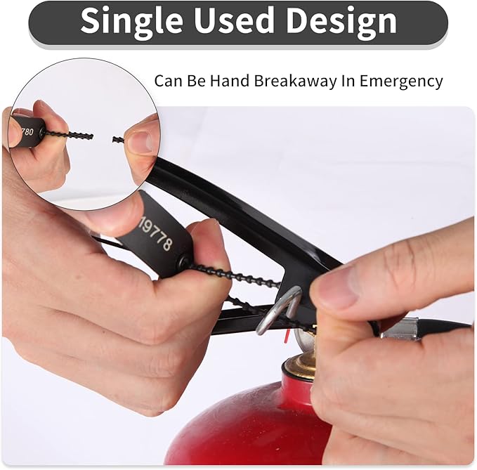 1000 Plastic Security Seals Anti Tamper Fire Extinguisher Tags Numbered Zip Ties Disposable Pull Tite Secure Tags (Black)