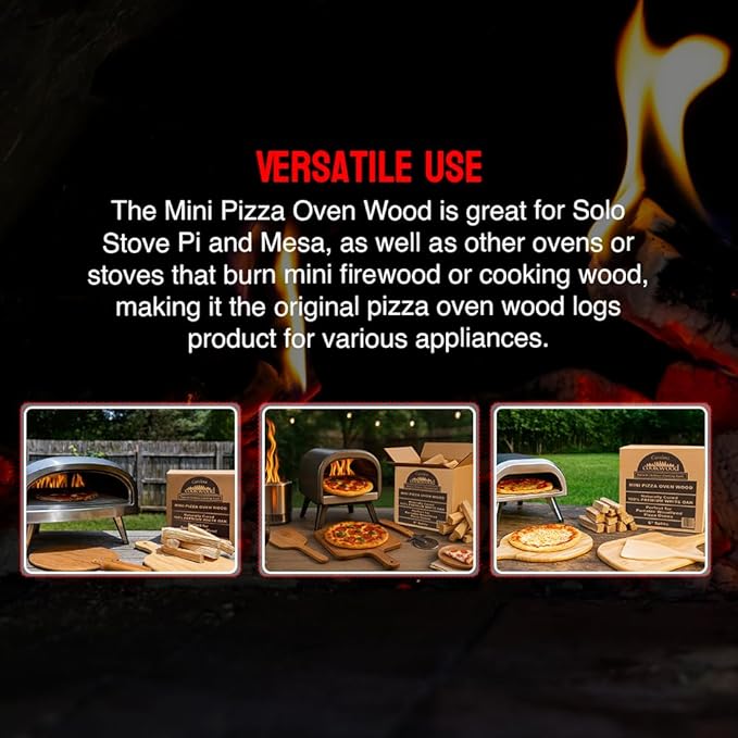 Mini Pizza Oven Wood, 6‑Inch Firewood Logs, Cherry Hardwood Splits for Portable Wood-Fired Pizza Ovens, USA Made, Sustainably Milled, Approximately 12-14 lbs