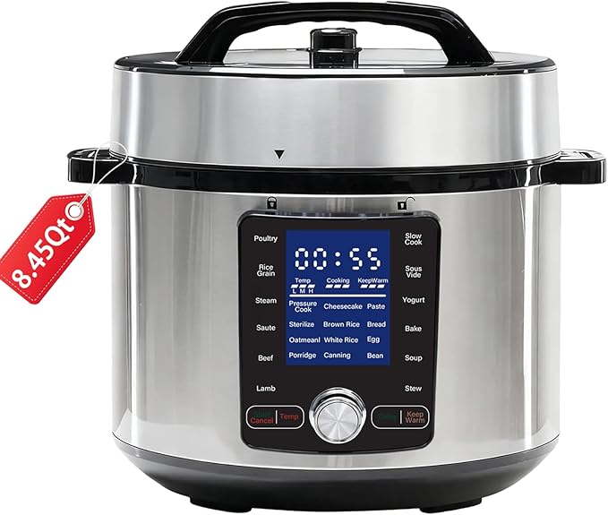 OLIXIS Electric Pressure Cooker 8.45Quart, 24 Functions in 1, Stainless Steel Pressure Cooker for Canning, Slowcook, Yogurt, Steam, Rice Grain, Soup, Bean, Poultry, Beef, Bake, Stew, Porridge