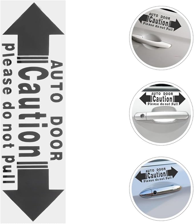 NUOBESTY Car Door Warning Stickers 4pcs Set, Automatic Sliding Door Safety Decals, Black Self-Adhesive Vehicle Window Caution Labels for Minivans and Cars