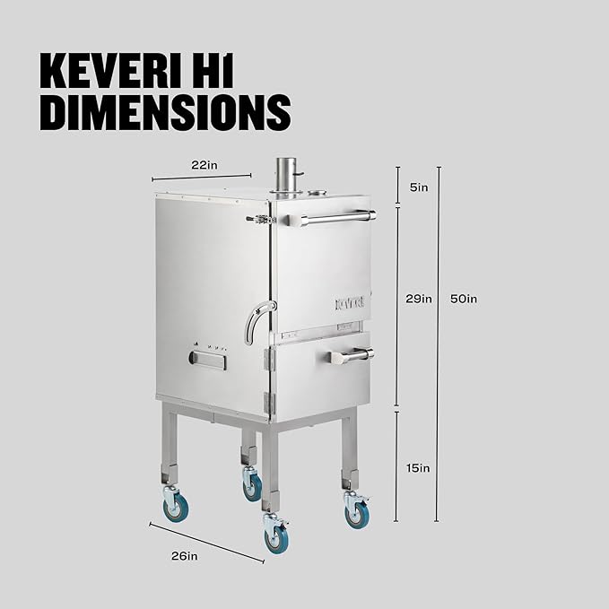 Keveri H1 Inox | | Multi-Purpose Stainless Steel Charcoal Oven | Grill, Smoker, Roast, Bake, Pizza Oven