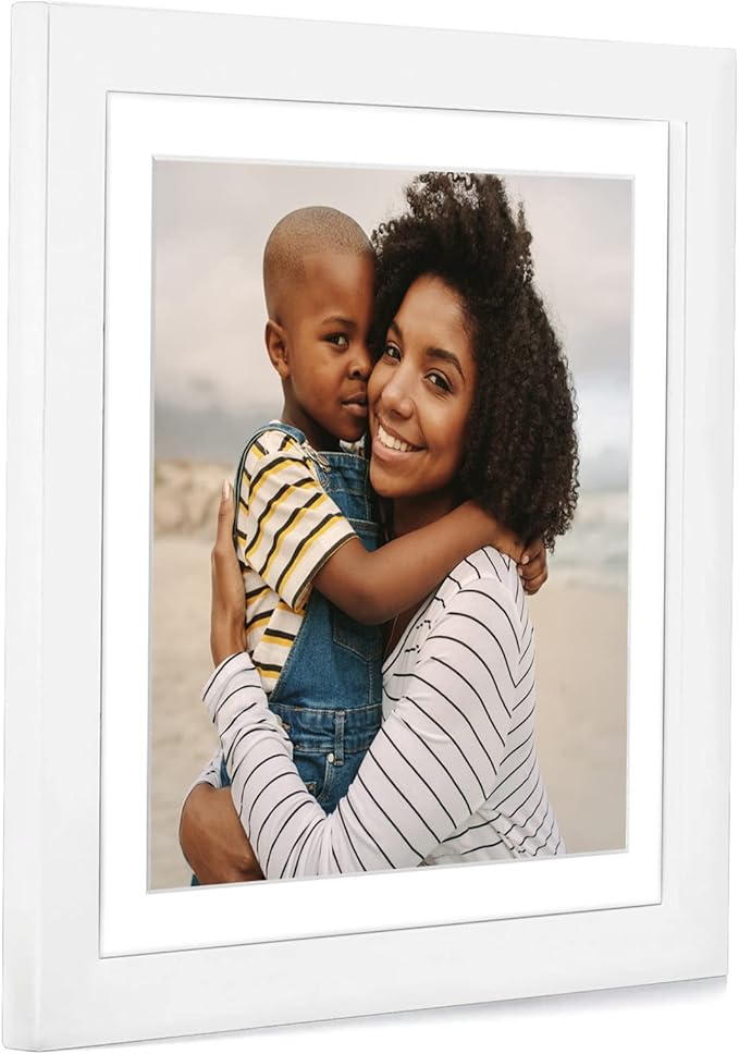 Americanflat 12x12 Picture Frame with Shatter-Resistant Glass - Use as 8x8 Frame with Mat or Display 12x12 Photo Without Mat - Signature Collection - Square Frames for Wall Display - White