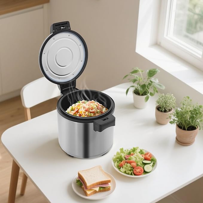 Commercial Rice Warmer, 110V 105W Large Stainless Steel Rice Cooker Warmer (Not a Cooker) 23L/ 6.08Gal Adjustable Temperature Warmers w/Non-Stick Inner Pot for Restaurants (Silver)