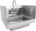 AmGood Stainless Steel Wall Mount Hand Sink | NSF | Commercial Hand Washing Basin For Restaurant, Kitchen and Home (12" x 12" with Sidesplash)