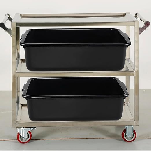 12-Pack 13 L Plastic Commercial Bus Tub, Black Bus Box