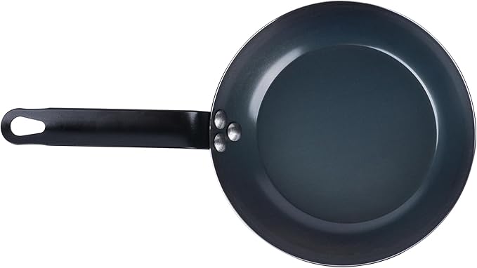 Restaurantware-Met Lux 8 Inch Fry Pans, 6 Lightweight Frying Pans - Induction-Ready, Triple-Riveted, Black Carbon Steel Cooking Skillets, Durable, For Searing, Sauteing, And Browning Food