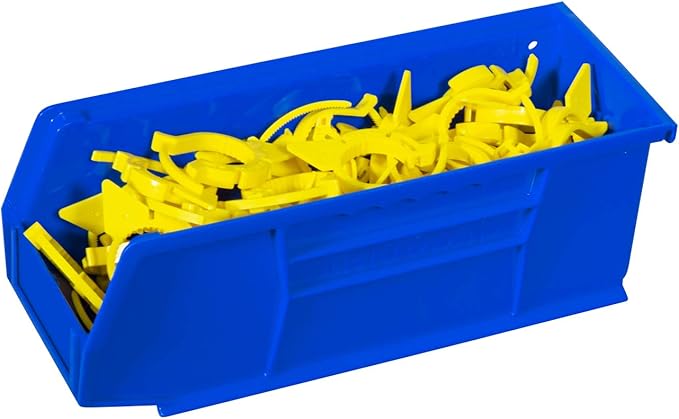 Akro-Mils 30150 Plastic Organizer and Storage Bins for Refrigerator, Kitchen & 30224 AkroBins Plastic Hanging Stackable Storage Organizer Bin, 11-Inch x 4-Inch x 4-Inch, Blue, 12-Pack