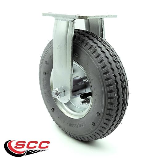 Service Caster Brand Replacement Caster for Uline Caster H-3328GR-R - Rigid Top Plate Caster with 8 Inch Gray Pneumatic Wheel - Heavy Duty Replacement - Fits Platform Trucks and Utility Carts H-2505
