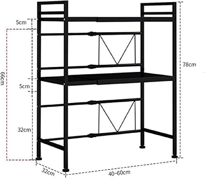 Microwave Storage Rack Microwave Shelf,Expandable and Height Adjustable Microwave Oven Rack, 3-Tier Metal Kitchen Counter Toaster and Rice Cooker Stand