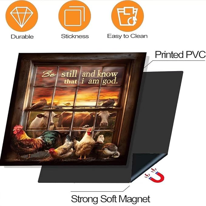 Farm Animal Dishwasher Magnet Cover - Be Still and Know That I am God Sticker Kitchen Decoration, Rooster Dishwasher Covers for Front, Farmhouse Magnetic Refrigerator Skin Panel Cover, 23"x26"