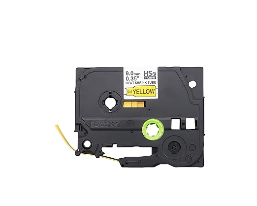 Brother HSe621E 9.0mm (0.35in) Black on Yellow 3:1 Heat Shrink Tube