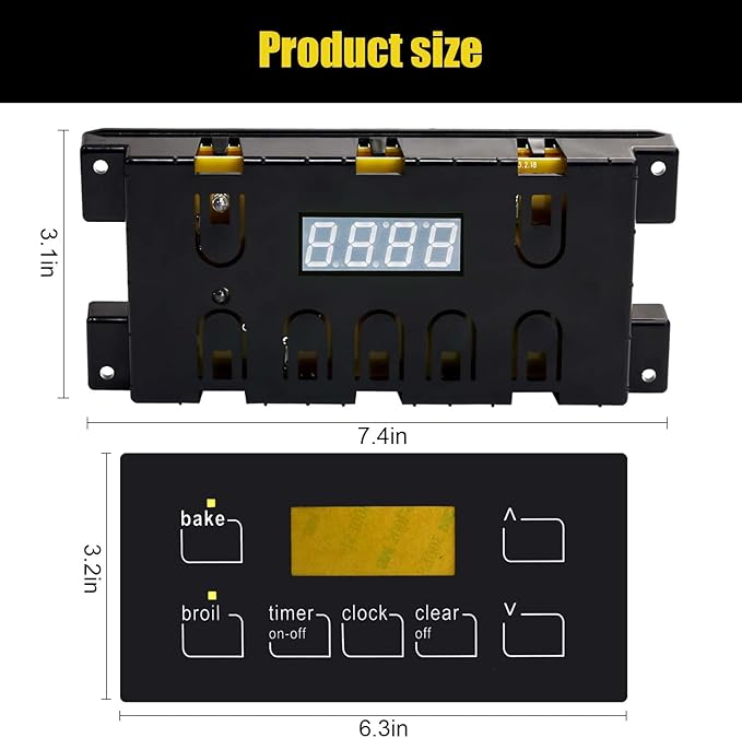 5304518661 Range Oven Control Board for Electrolux Kenmore, Gas Range 7 Button Control Board Clock 316222800