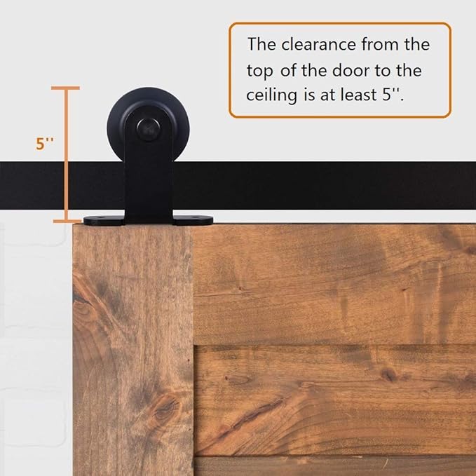CCJH 8.2FT Sliding Barn Door Hardware Kit, Heavy Duty, Smoothly and Silently, Easy to Install, Fit 24.6" Width Double Door Panel, T-Shaped Style Black