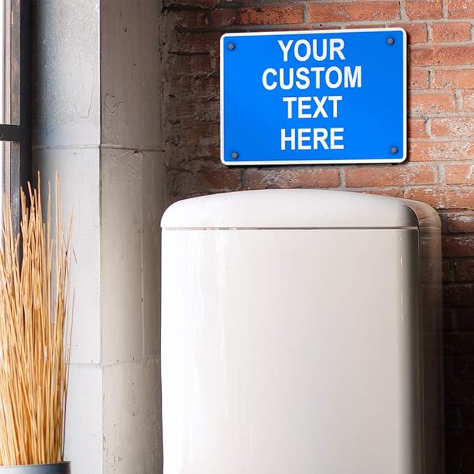 Aluminum Weatherproof Metal Sign Multiple Sizes Custom Personalized Text Here Blue White Notice Travel Horizontal Street Signs 24x18Inches