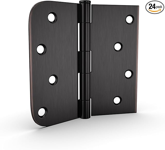 24 Pack goldenwarm 4in Oil Rubbed Bronze Door Hinges Interior Door Hinges 4 x 4 Inch with Square & Round Corners, Iron Material