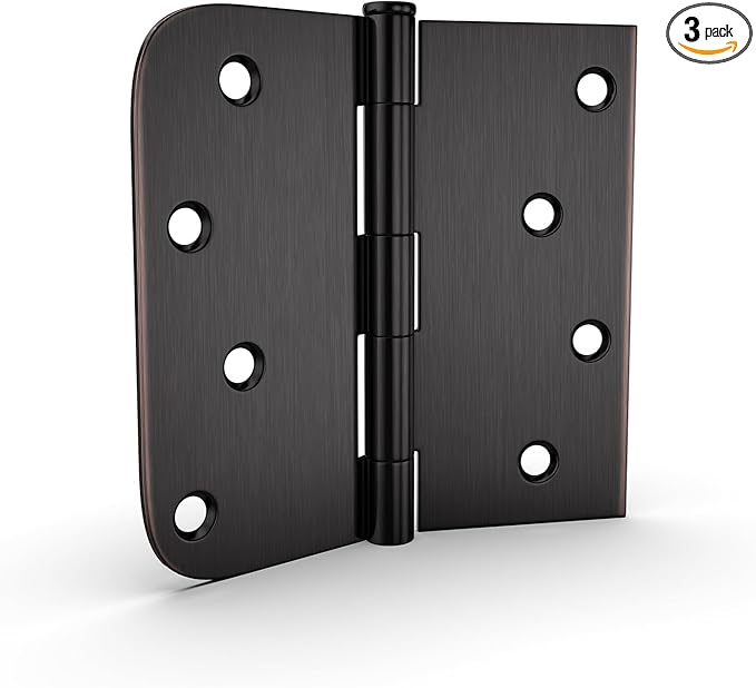 goldenwarm 3 Pack 4in Oil Rubbed Bronze Door Hinges Interior Door Hinges 4 x 4 Inch with Square & Round Corners, Iron Material