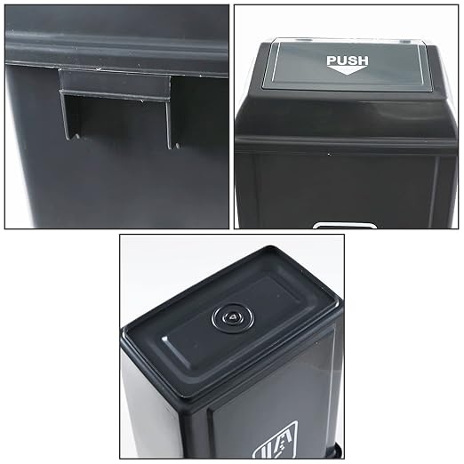 4-Pack 13 Gallon Kitchen Trash Can with Lid, Plastic Garbage Bin for Kitchen, Gray