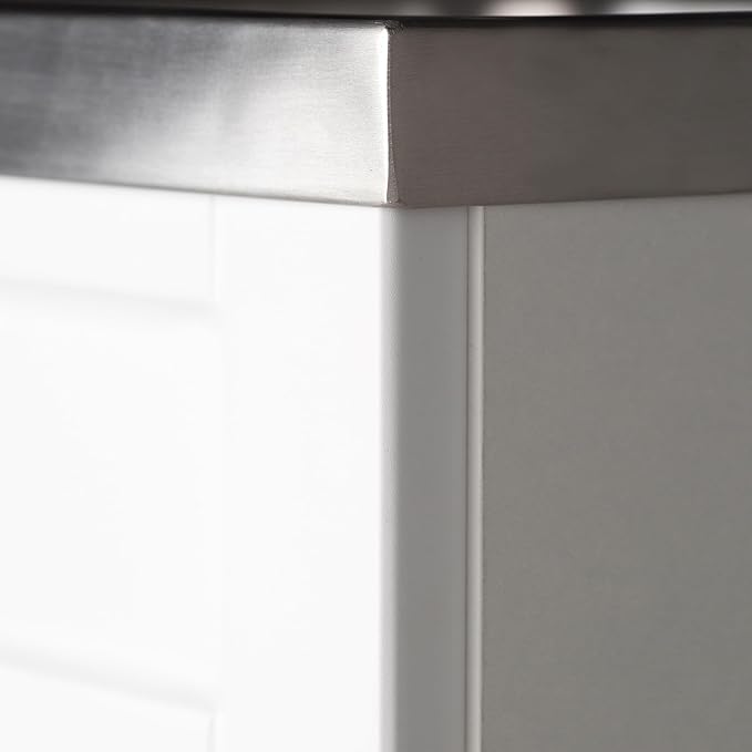 SIMPLIHOME Hennessy All-in-One 24 inch Wide Utility Sink and Laundry Cabinet in Glacier White Finish, Transitional Stainless Steel Sink Cabinet for Laundry Rooms with High-Arch Chrome Faucet