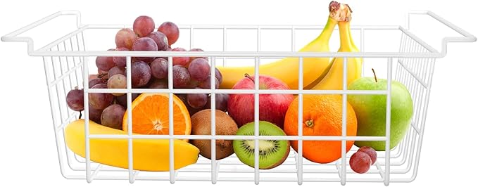 Orgneas 16.5" Chest Freezer Organizer Bins Deep Freezer Basket Storage Rack Bins Metal Wire Baskets Large Size 2Pcs