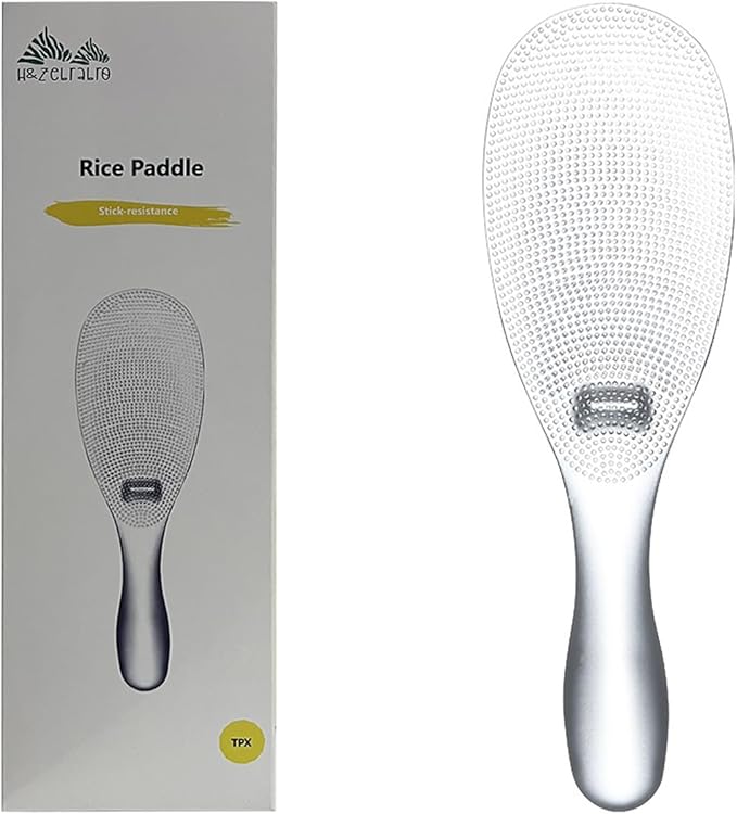 H&Zebrabro 1 Piece Japanese Style Rice Paddle, Food-grade Non Stick Rice Scooper Spoon, Heat Resistant Rice Spoon Paddle for Rice Cooker, Dishwasher Safe (Transparent)