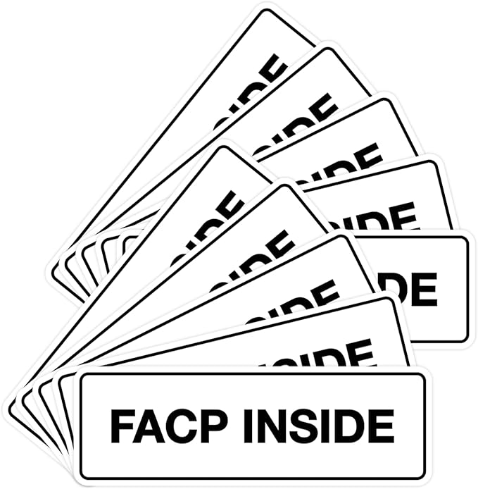 Signs ByLITA Standard FACP Inside Sign | Fire Safety Signage (White) - Large 10 Pack