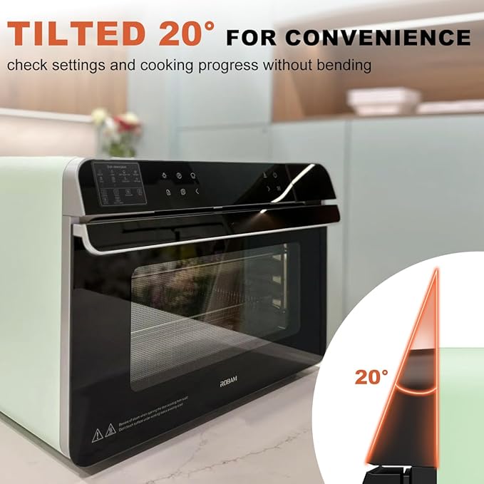 ROBAM Toaster Steam Combi Oven, Countertop Air Fryer 20-in-1 Oven with Convection & Grill, Stainless Steel Interior, 3-Layer Insulated Glass Door, 3 Steam Modes, 30 Built-In Recipes (White)