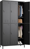 METAN Metal Locker for School Office Gym Bedroom,with Password Lock,6 Doors Steel Storage Lockers Cabinet for Employees,Industrial Storage with 1 Shelf,Assembly Required,Black