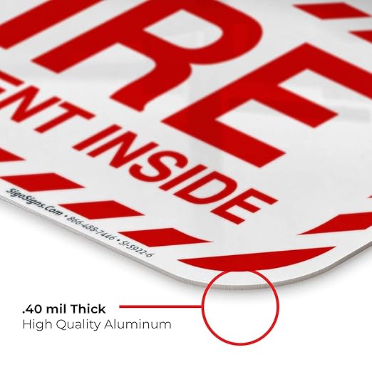 Fire Equipment Inside Sign, Fire Safety Sign, 6x12 Inches, Rust Free .040 Aluminum, Fade Resistant, Indoor/Outdoor Use, Made in USA