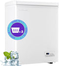 Chest Freezer, Small Deep 4.0 Cubic Feet White Freezing Machine, Compact Top Open Door with Electronic Panel, Temp Range -12 ℉ to 50 ℉, Two Storage Wire Baskets, Manual Defrost