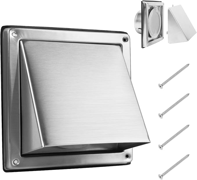 4 Inch Dryer Vent Cover Outside Stainless Steel Wall Vent with Removable Cover and Insect Screen Mesh