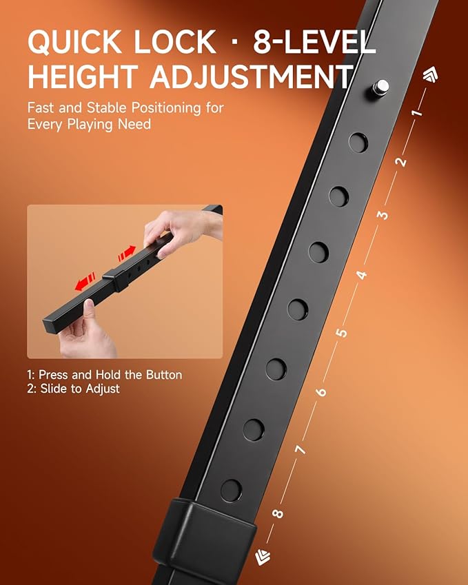 Donner Collapsible Piano Keyboard Stand Adjustable for 54–88 Key Digital Pianos 180° Foldable Legs, 8-Level Height, Sturdy Heavy-Duty Music Stand for Home & Studio Use DKS-200