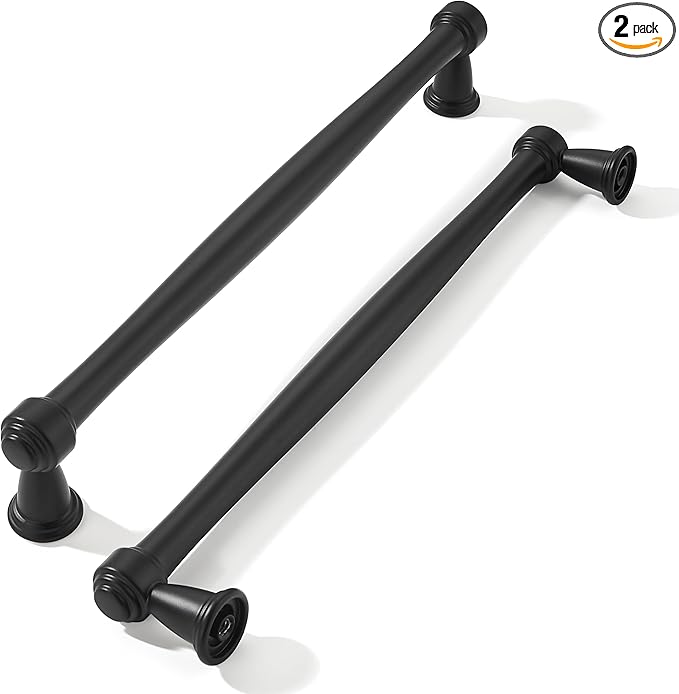 khtumeware 2 Pack 8 Inch(203mm) Black Cabinet Pulls Black Kitchen Matte Black Cabinet Handles Kitchen Cabinet Hardware for Cupboard Drawer Handles Dresser Pulls
