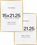 Homeforia 15x21.25 Gold Puzzle Frame, High End Metal 15 x 21.25 Picture Frames without Mat, 21.25x15 Thin Gold Poster Frames for Wall, 15by21.25 Puzzle Photo Frames, Tempered Glass, Wall Kit, Set of 2