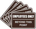 All Quality Classic Framed Employees Only Beyond This Point Wall or Door Sign | Easy to Install Business Signage - Medium (Dark Brown) 5 Pack