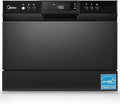 Midea MDC22P1ABB Table-top Countertop, Energy Star Portable Dishwasher, 6 Place Settings & 8 Washing Programs, Speed, Baby-Care, ECO& Glass, Dish Washer for Dorm, RV& Apartment, Black