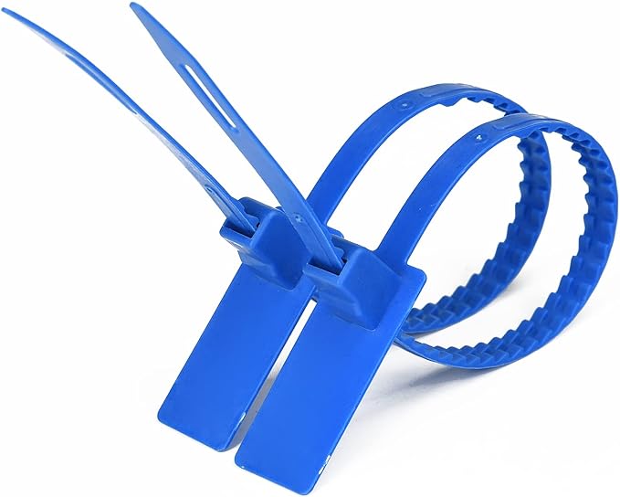 Heavy Duty Self Locking Tamper Evident Shipping Seals Numbered Security Tags Pull Tight Securing Straps Truck Trailer Seals 337 mm 13.2" Blue 500 PCS
