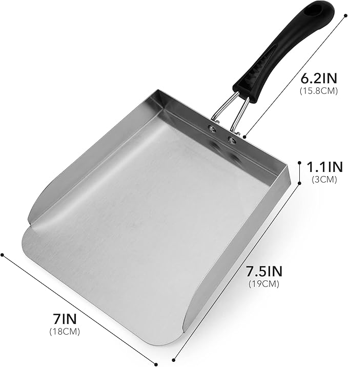 Stanbroil 2 Pack Smash Burger Spatula, Stainless Steel Griddle Food Mover, Large Griddle Scraper Food Shovel - Stir Fry Spatula, Fried Food Scoop, Hibachi Tools
