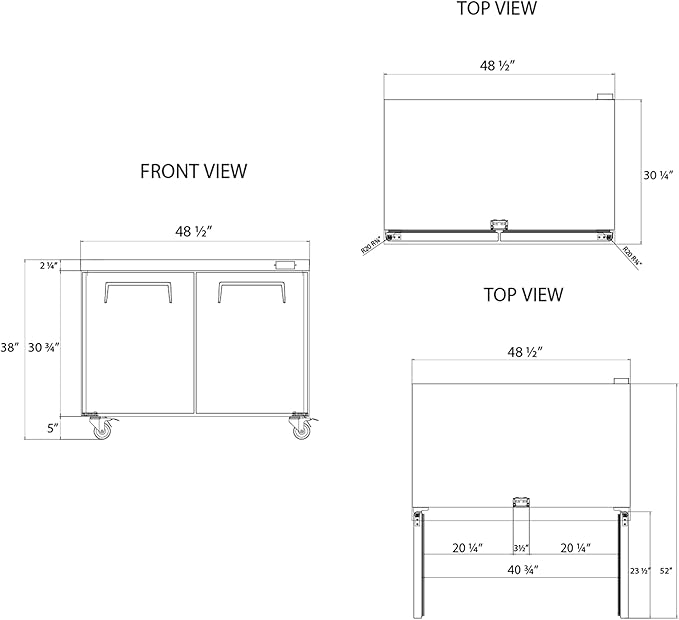 Frigos FG-UCFZ-48 48" 11.1 Cu Ft Commercial Undercounter Freezer - ETL Certified Stainless Steel Exterior, LED Lighting - Standing Freezer Included Liftgate