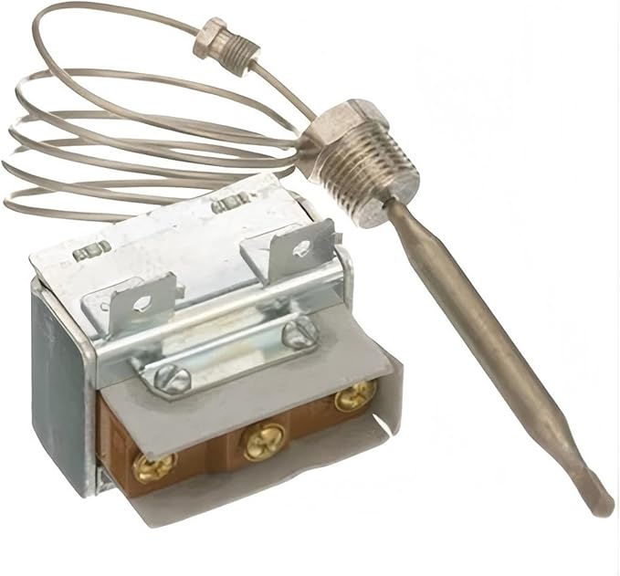 AS-300228 450° Fryer Safety Thermostat - for Tri-Star Fryer Thermostat Replacement 300228 TRS300228 TSF-4050HD TSF-6575-E-L - W/AUTO RESET, FIXED BULB 5/16" X 3-1/2" NICKEL CAP 36"