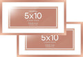Homeforia 5x10 Rose Gold Business License Frame, High End Metal 5 x 10 Document Certificate Frame with Mat 4x9, 10x5 Cosmetology License Frames for Wall or Tabletop, Tempered Glass, Wall Kit, Set of 2