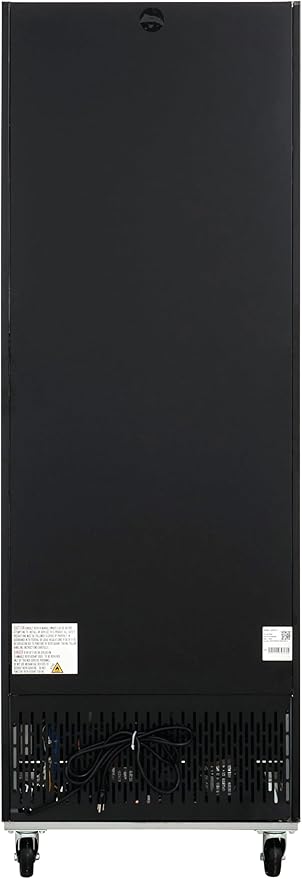 Kratos Commercial One Door Merchandising Refrigerator, Swing Glass Door Black Mobile Display Refrigerator for Markets and C Stores, 28" Wide, LED Lighting, 115V (32M-03A)