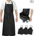 3-Layer Waterproof Apron - Pocket-Free Hygienic Design for Dishwashing & Dog Grooming - Lightweight Durable Protection for messy Kitchen Cooking, Baking, for Men & Women (3 Pack,Black)